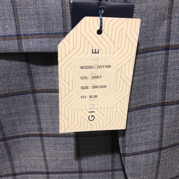 Mens Gray Windowpane Slim Fit Suit size 38 R - Picture 5 of 5